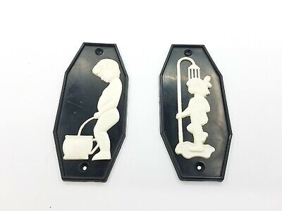 Vintage Soviet Plates on the Doors to the Restroom and Bathroom  WC USSR 1980s