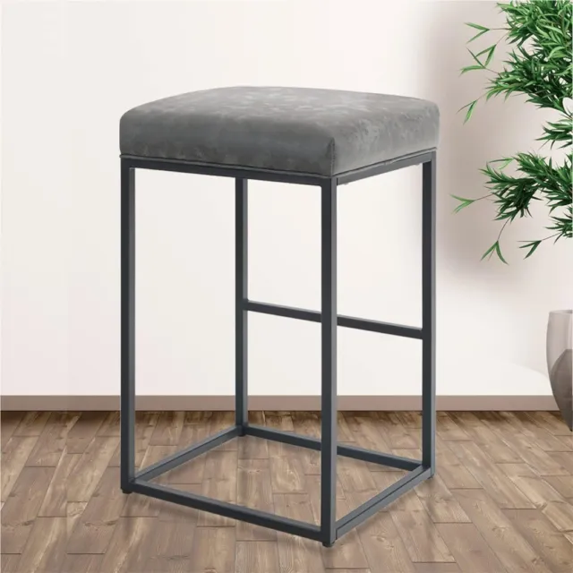 Bar Stool Counter Height 30inch PU Leather Backless Chair with Footrest, Grey