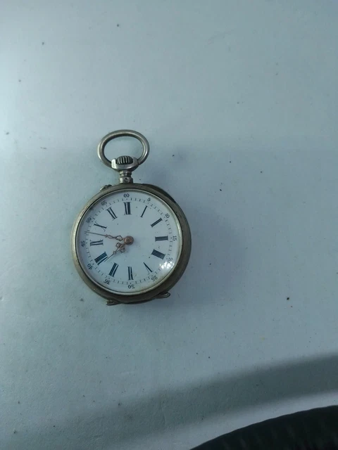 Petite Montre Gousset Ancienne Femme - Argent Et Plaquée Or Rose - Ne Fonctionne Pas