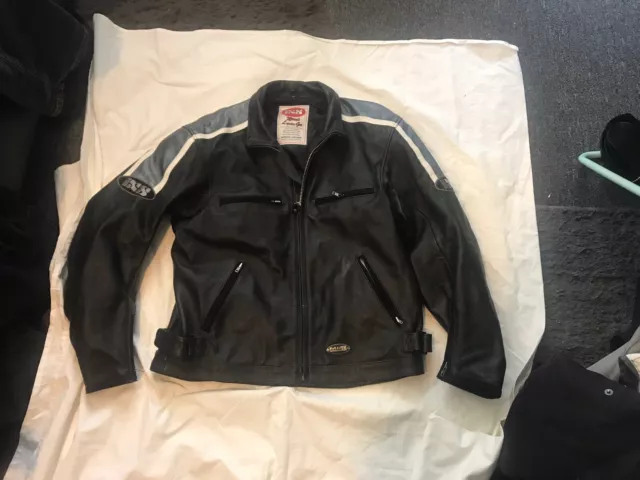 IXS Motorrad Lederjacke 3XL Motorradlederjacke EDC schwarz grau weiß gut COOL