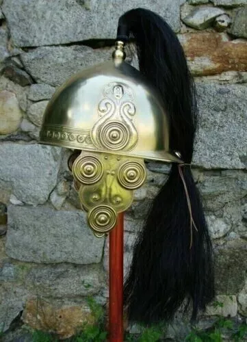 iron  Medieval helmet Knight Reenactment Classic Celts Roman Celtic Plume