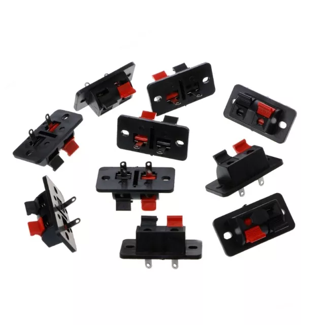 10 Pcs 2 Positions Push in Spring Load o Speaker Terminals Connector