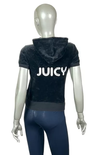 Felpa con cappuccio a maniche corte in velluto Juicy Couture Taglia S 3