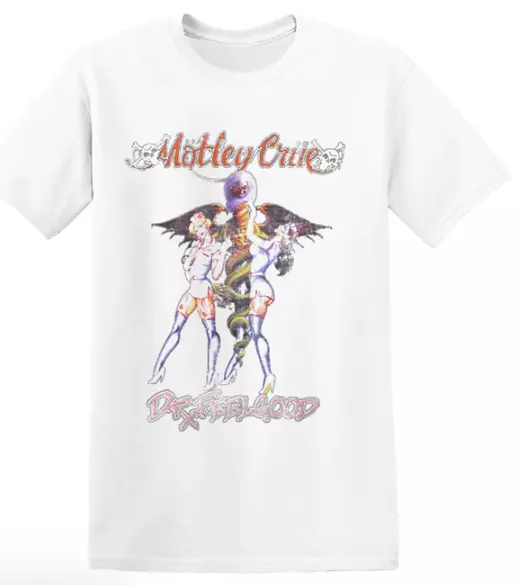 Motley Crue Tour DR. FEELGOOD VINTAGE TEE T Shirt White NWT Unisex 100% Cotton