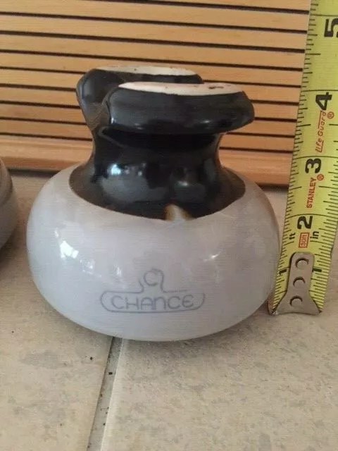 Vintage Chance Saddle Gray Brown Porcelain Ceramic Insulator Threaded Pole