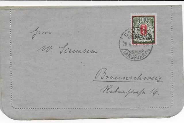 Danzig 1923 - Brief nach Braunschweig
