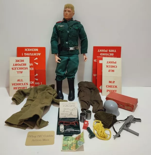 Vintage Blonde Flock Hair Action Man 40th German Sentry Escape from Colditz Set