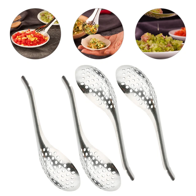 4 Pcs Plating Spoon Caviar Colander Metal Cooking Spoon Coffee Stir Sticks Food