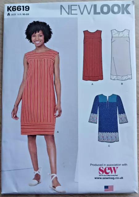 Sewing Pattern Plus Yoked Shift Dress New Look K6619 10 12 14 16 18 20 22