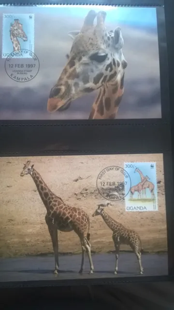 Uganda 1997 Satz WWF Giraffe Maximumkarten