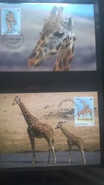 Uganda 1997 Satz WWF Giraffe Maximumkarten