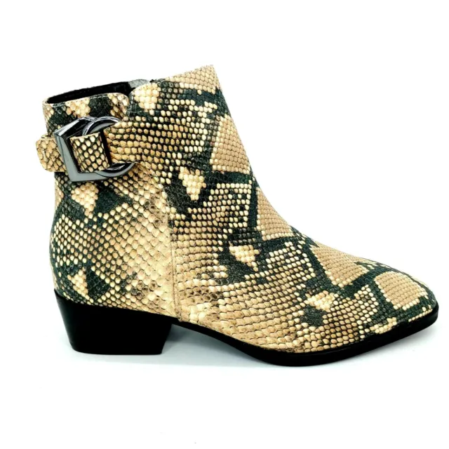 STEVEN WOMENS RINGER Leather Snake Print Ankle Boots Block Heel Zip ...