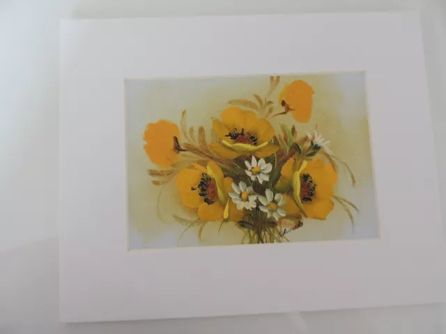 Bouquet of Yellow Flowers and White Daisies, Matted, signed by Edwards (AW033)