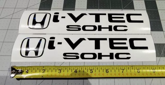 Honda I-Vtec SOHC Decal Stickers Set of 2 Civic Accord CUSTOM CRX SI Black 9"