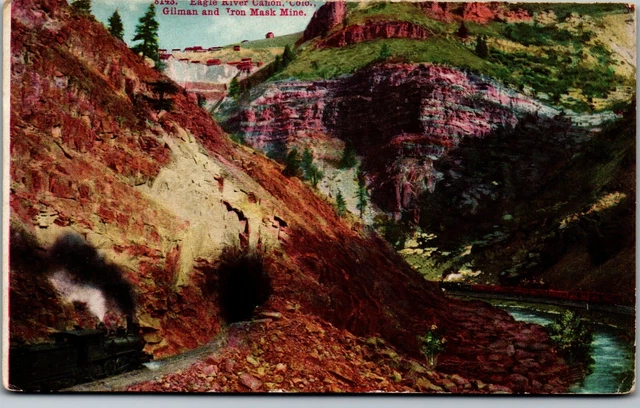 Eagle River Canyon Gilman & Iron Mask Mine CO Vintage Postcard