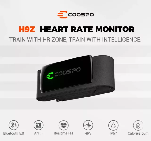 COOSPO H9Z Rechargeable Heart Rate Monitor BT5.0 ANT+ for Garmin wahoo