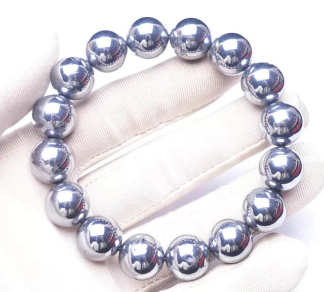 13.8mm Natural Terahertz Wave Gemstone Beads Healing Bracelet AAA