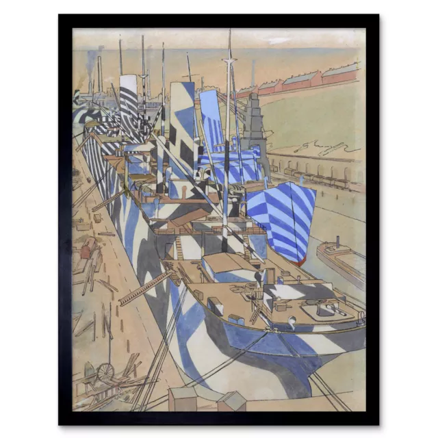 Taylor Herculaneum Dock Liverpool WWI Painting Wall Art Print Framed 12x16