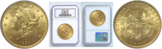 1893 $20 Gold Coin NGC MS-63