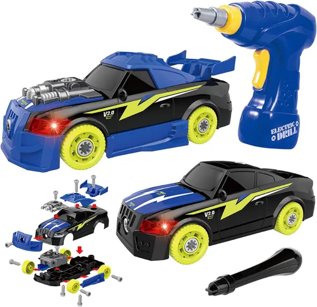 26 Pieces Take Apart Car Toys Set, Build Your Own Racing Car with Drill, Sounds