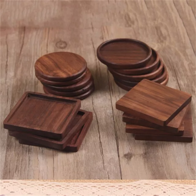 Tea Coffee Cup Pad Wood Coaster Placemats Durable Heat Square Round Drink Mat AU