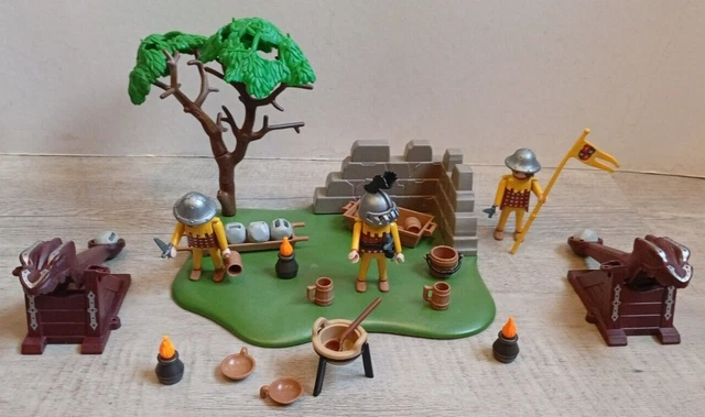 Playmobil Vintage Médiéval – Set Catapulte 3653 De 1993 Avec Chevaliers Et Chariot