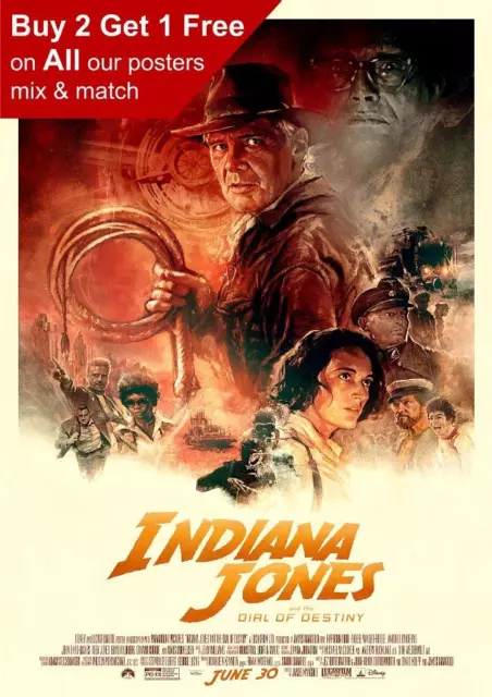 Indiana Jones And The Dial Of Destiny 2023 Movie Poster A5 A4 A3 A2 A1