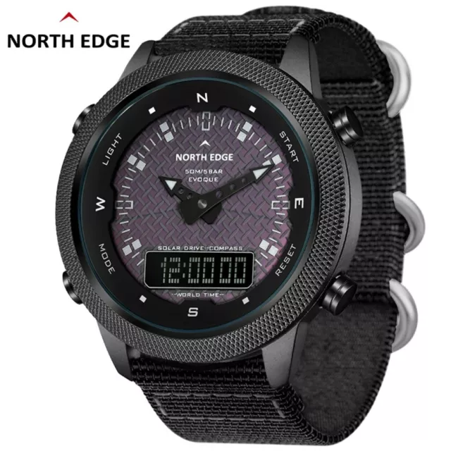 NORTH EDGE Solar Digitaluhr Militäruhr Metall Wasserdicht Outdoor Herren Uhren