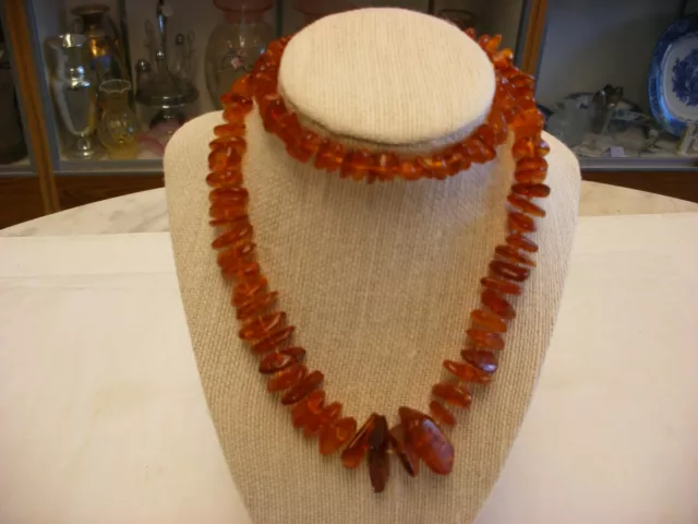 Vintage Baltic ? Raw Amber Necklace 14" long 62g