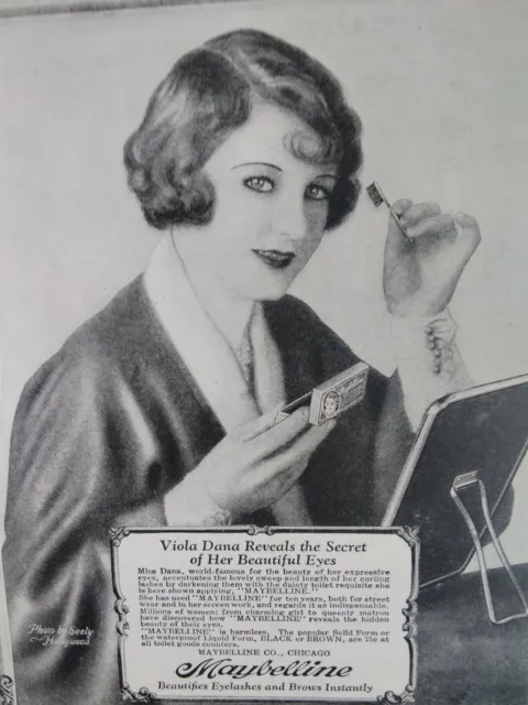 Maybelline Mascara 1926 Original Ad Rare VHTF Flapper Art Viola Dana Chicago IL