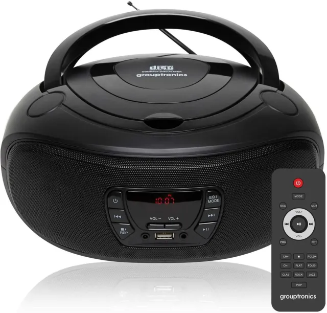 CD Player Portable Boombox FM Radio CD MP3  Remote Control & USB GTCDR-501 Black