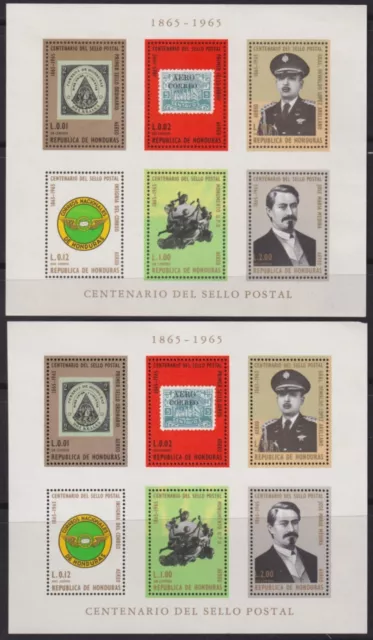 F-Ex40172 Honduras 1965 Mnh Sheet Centenary Of Stamps Perf & Imperf.