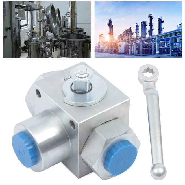 Oil High Pressure Ball Valve 3 Way Bi-directional Flow 5800psi With Handle