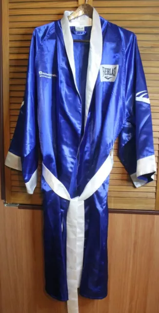 Everlast Boxing Robe Blue Satin Michael Strahan #Mayweather Size XL