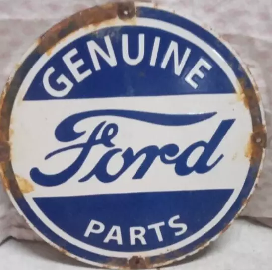 Genuine Ford Parts: Advertising Porcelain Enamel Sign 30 Inches Round