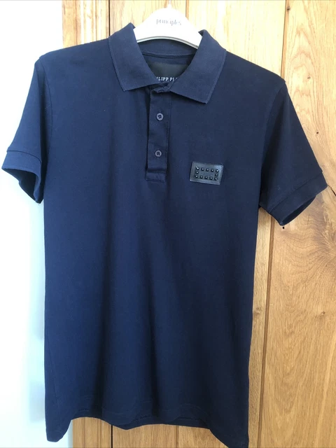 Polo Philipp Plein da uomo blu edizione limitata teschio XBones taglia M prezzo speciale £360