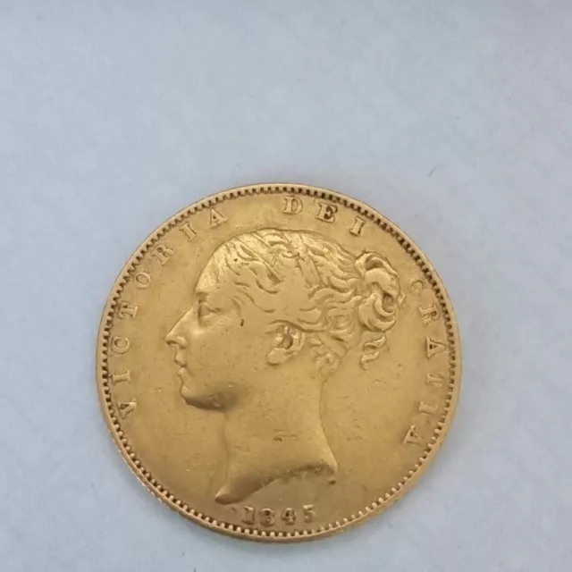 Nice Condition 1845 Full Sovereign Queen Victoria Shield Back