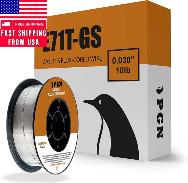 PGN Flux Core MIG Wire - E71T-GS - 0.030 Inch - 10 Pound Spool - Gasless Mild St