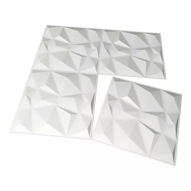 Art3d white 3D  PVC Wall Panels in Diamond Design, 12"x12" (33 Pack)