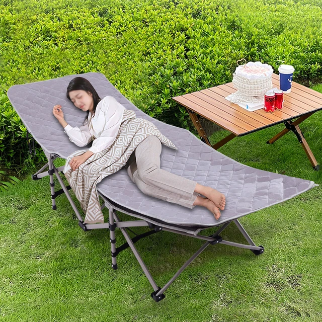 Outdoor Camping Cot Hiking Bed with Mattress Soft Pad Lightweight & Waterproof