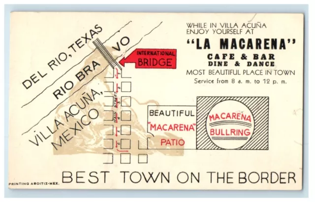 La Macarena Cafe And Bar Dine & Dance Del Rio Texas TX Vintage Postcard