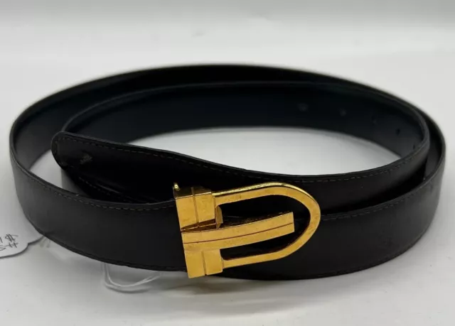 S.T. Dupont Men's Brown/Black Reversible Leather Belt 38"-46"