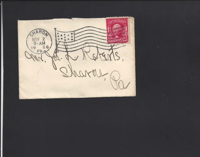 Sharon,Pennsylvania,1906 Ladies Cover,Flag Machine Cl. Mercer Co Town Cl/Open.