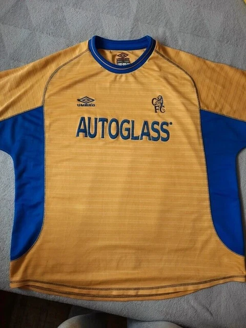 Chelsea Away football shirt 2000 - 2002 Umbro Yellow Adults XXL - XL Autoglass