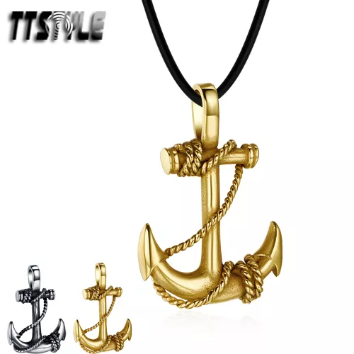 Quality TTstyle Stainless Steel Anchor Pendant Necklace Silver/Gold NEW