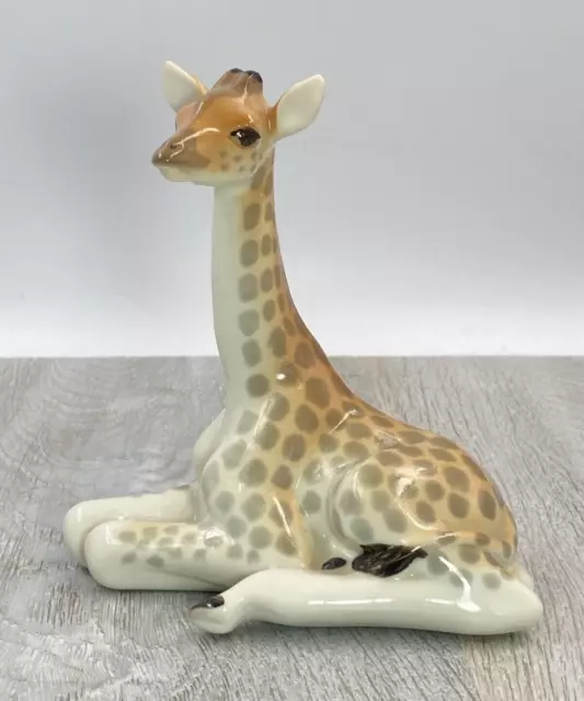 Vintage Figurine Sitting Giraffe LFZ Lomonosov  Porcelain Soviet Era 70s USSR