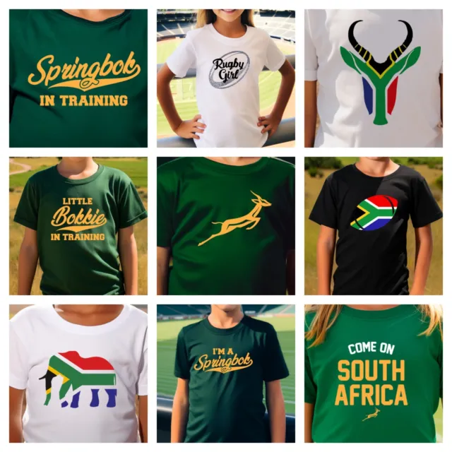 Kids South Africa Rugby T Shirt Boys Girls Cup African World Birthday Gift Top