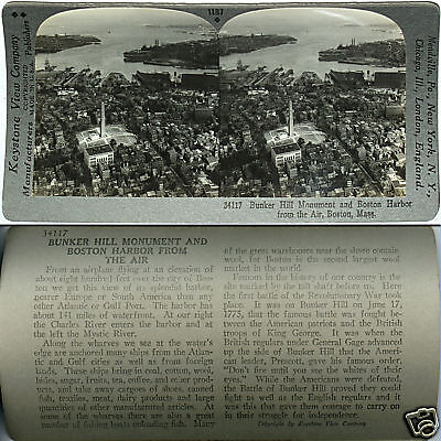 Keystone Stereoview Bunker Hill & Boston Harbor, MA of 600/1200 Card Set #1187 A