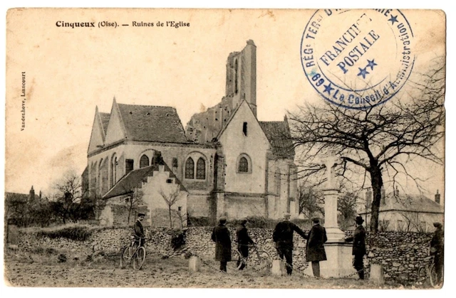 CPA 60 - CINQUEUX (Oise) - Ruines de l'Eglise (animée) - Ed. Vandenhove