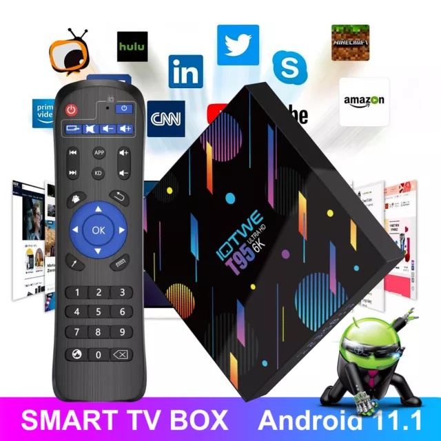 2023 New T95 Android 11.1 TV Box 4+ 128GB Quad Core HD Media Player WIFI HDMI US